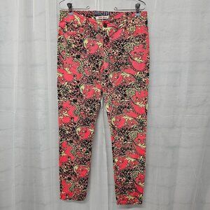 Hot Kiss Skinny Lily Pink Yellow Baroque Leopard Chain Print Jeans Retro Y2K 9